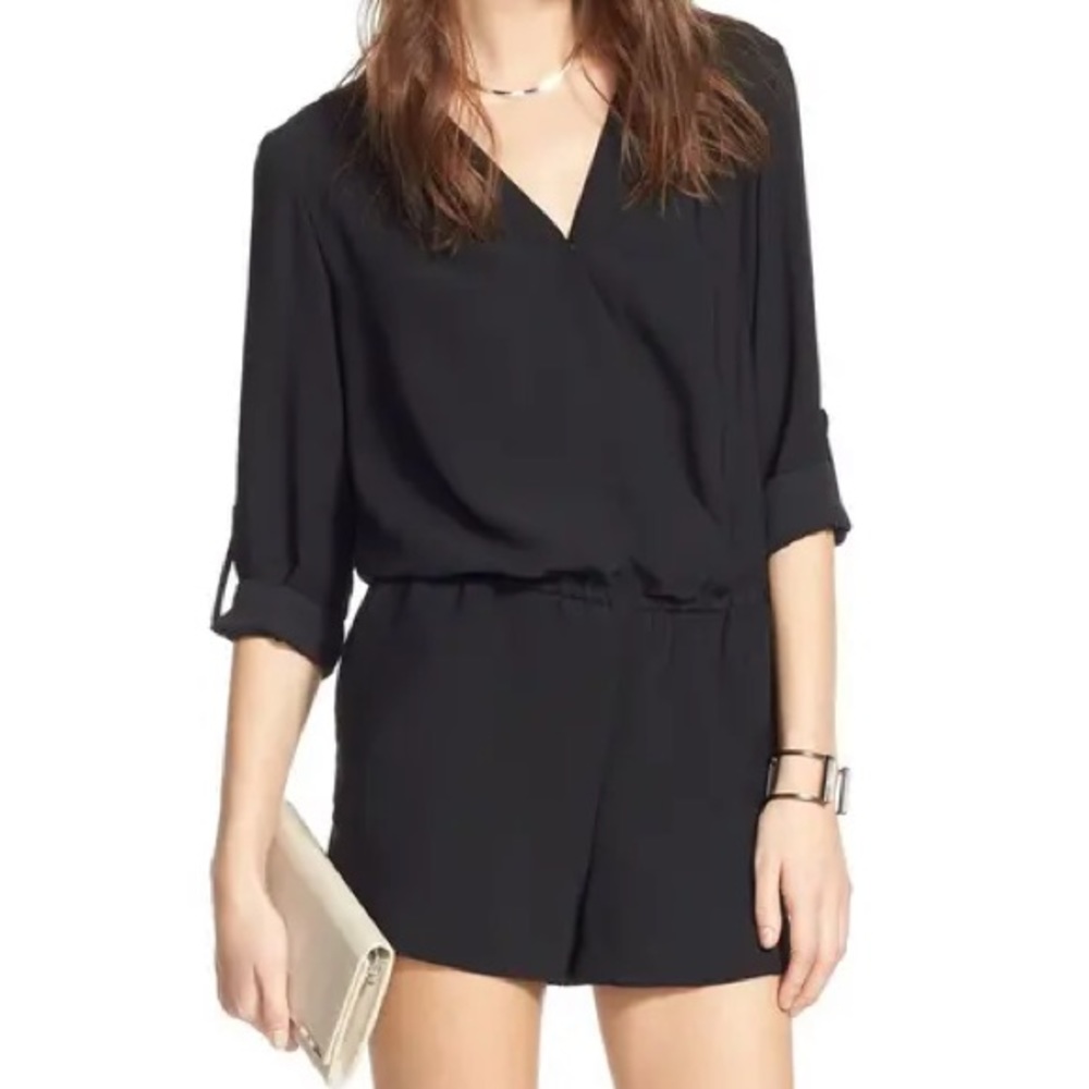 Trouve Black Surplice Romper (size L)